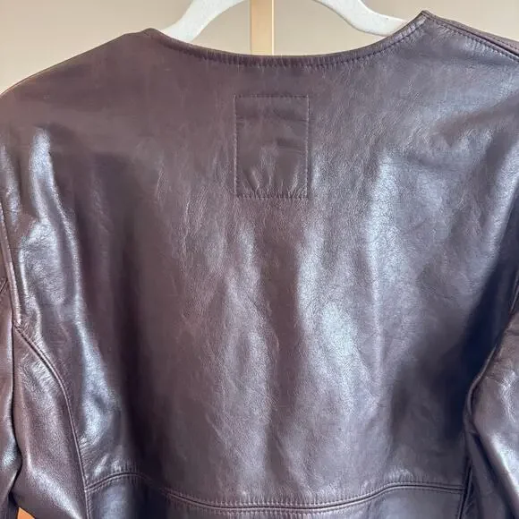 Gap x Cult Gaia Leather Tie-Front Jacket Brown Medium NWT - Picture 5 of 11